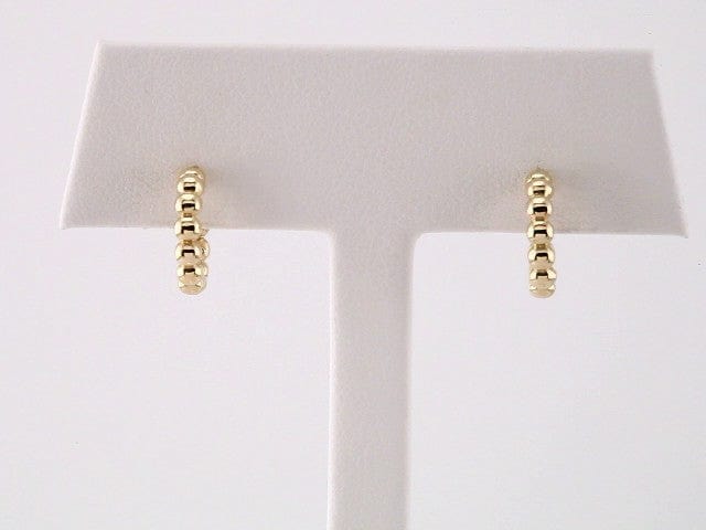 Earrings 14K Yellow Beaded 12 mm Hoop Earrings