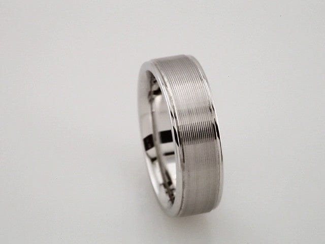 Rings 14K White 6 mm Grooved Band Size 8