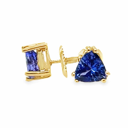 14KY 1.50 CTW TRILLION TANZANITE STUD EARRINGS