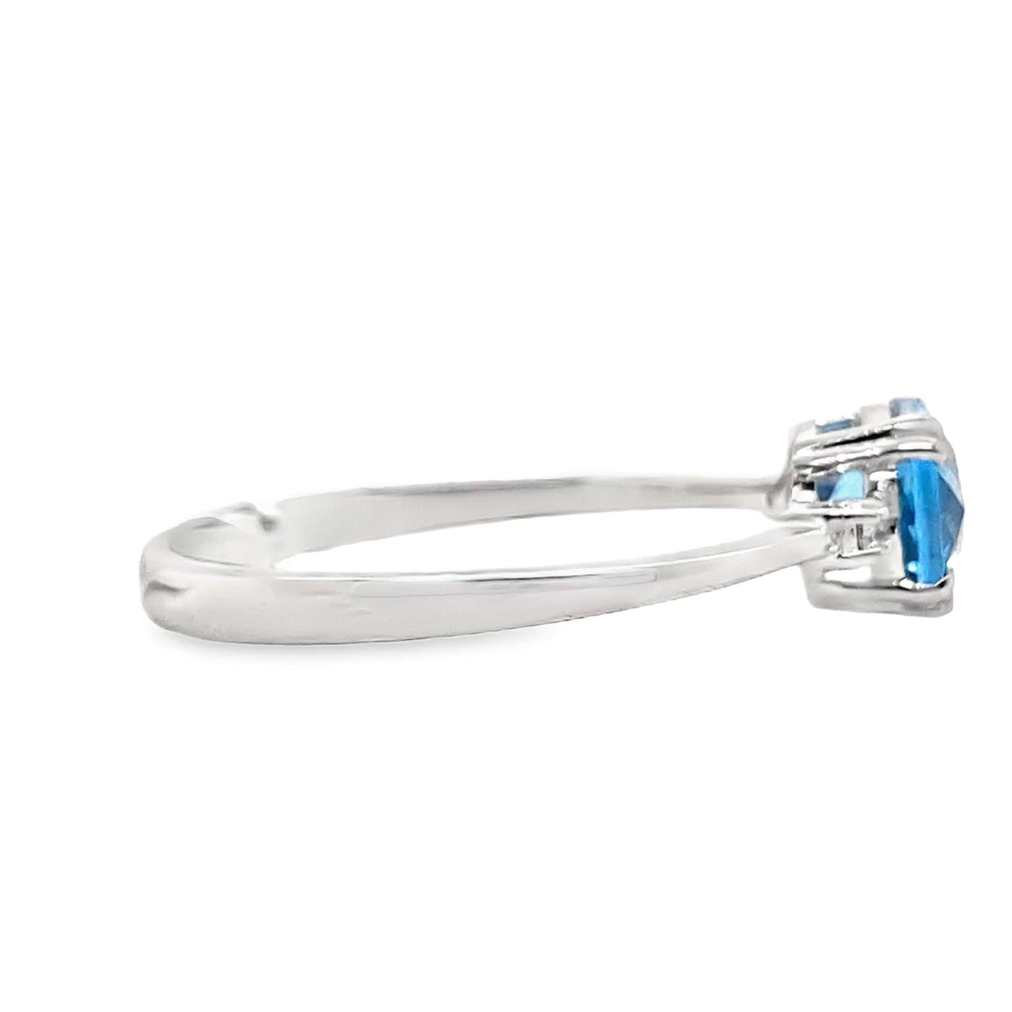 14K WHITE GOLD 1.00 CT SWISS BLUE TOPAZ AND 0.018 TW NATURAL DIAMOND ACCENT RING