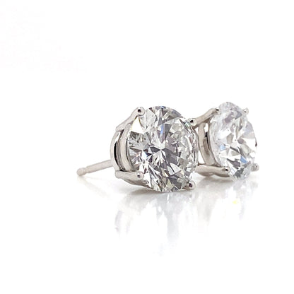 14K WHITE GOLD 3.12 CT TW LAB GROWN ROUND BRILLIANT DIAMOND STUD EARRINGS