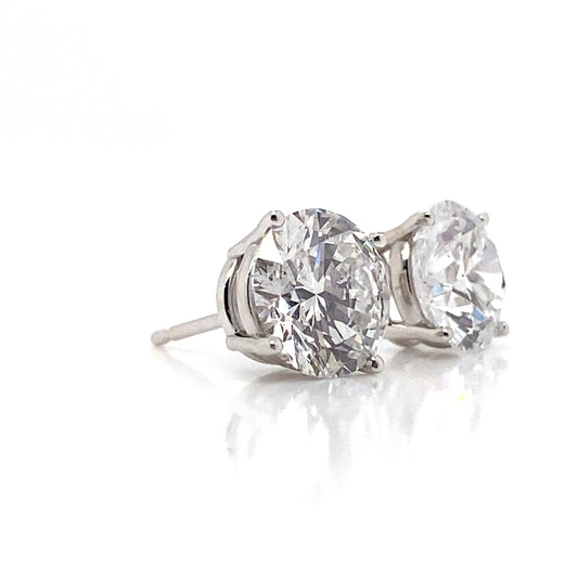 14K WHITE GOLD 3.12 CT TW LAB GROWN ROUND BRILLIANT DIAMOND STUD EARRINGS