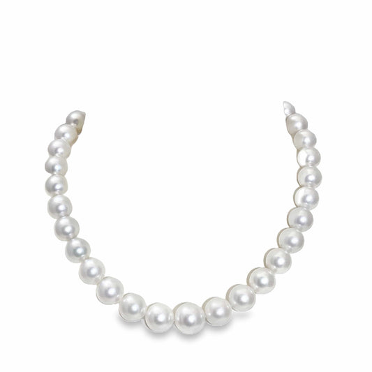 12-15MM SOUTH SEA WHITE ROUND PEARL NECKLACE