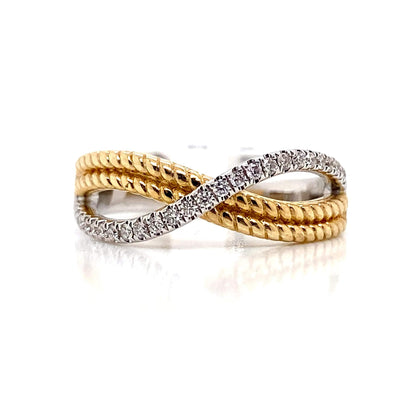 14K WHITE AND YELLOW GOLD 0.15 CT TW NATURAL DIAMOND ACCENT FASHION RING